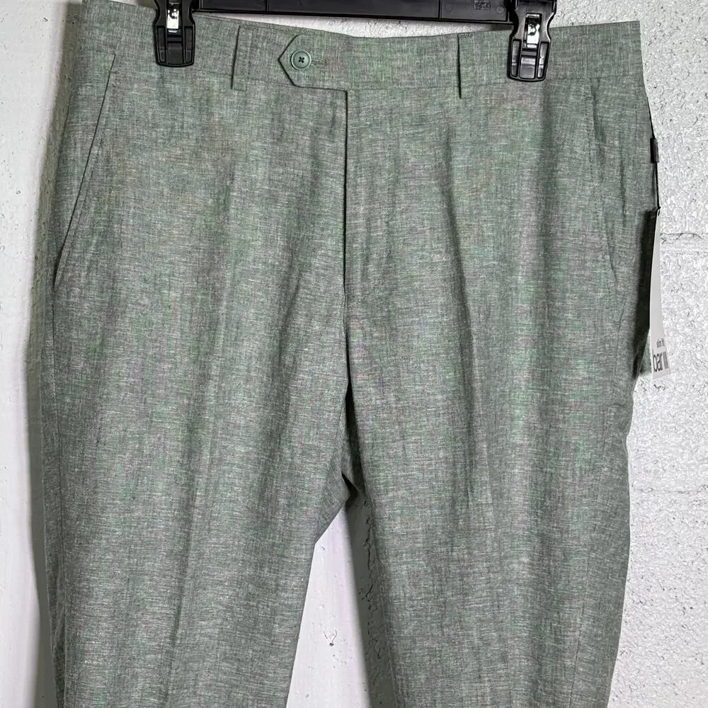 Bar III Men's Slim-Fit Linen blend Suit Pants, green, 32x34 $135